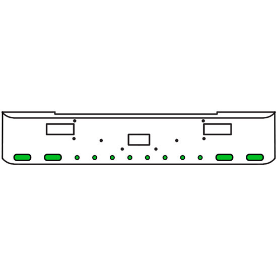 22 Inch Chrome Texas Rolled End Bumper Kit With Center Tow And Step Holes And 4 Oval-8 Round 2 Inch Amber-Green Dual Revolution Lights For Peterbilt 362 1981 - 2002