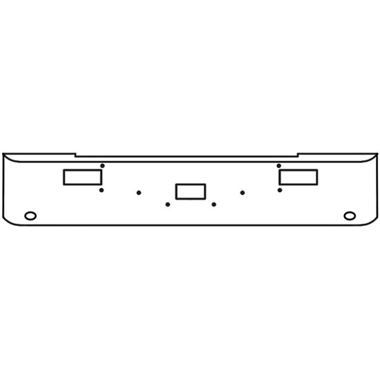22 Inch Chrome Steel Texas Square Bumper With Mounting, Standard Step And Tow/Hitch Holes 2 M3 Or P3 Light Holes For Peterbilt 362 Cabover 1981 And Newer