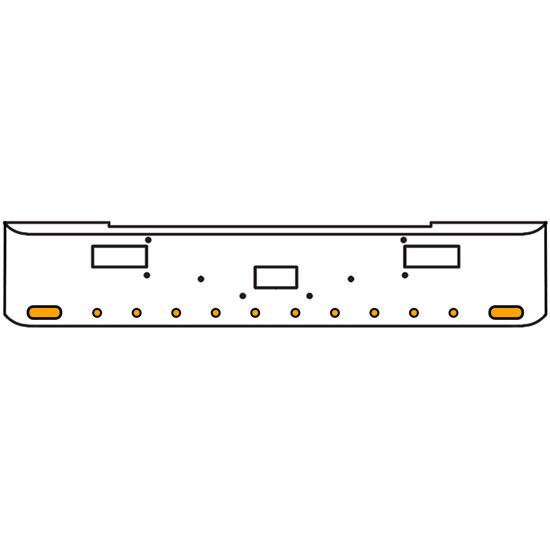 22 Inch Chrome Texas Rolled End Bumper Kit With Center Tow And Step Holes And 2 Oval-10 Round 2 Inch Amber-Clear Mirage Lights For Peterbilt 362 1981 - 2002