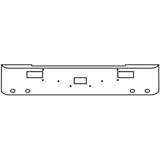 22 Inch Chrome Steel Texas Square Bumper With Mounting, Standard Step And Tow/Hitch Holes 4 M3 Or P3 Light Holes For Peterbilt 362 Cabover 1981 And Newer
