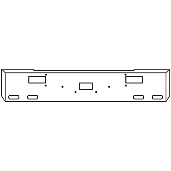 20 Inch Chrome Texas Boxed End Bumper With Center Tow, Step, 4 Oval Light Holes For Peterbilt 362