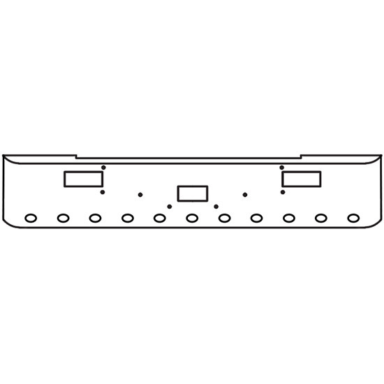 22 Inch Chrome Steel Texas Square Bumper With Mounting, Standard Step And Tow/Hitch Holes 11 M3 Or P3 Light Holes For Peterbilt 362 Cabover 1981 And Newer