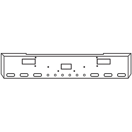 22 Inch Chrome Texas Boxed End Bumper With Center Tow, Step, 6 Oval And 6 - 2 Inch Light Holes For Peterbilt 362