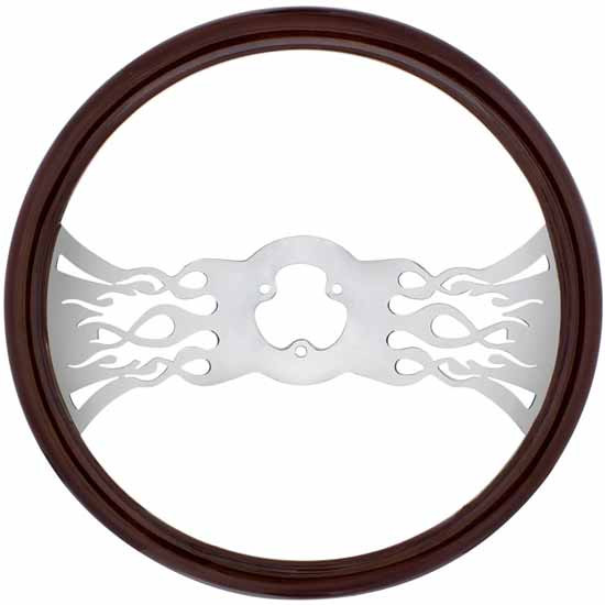 18 Inch Chrome Inferno 2 Spoke Wood Steering Wheel