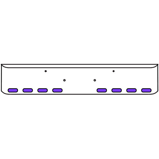 18 Inch Chrome Texas Rolled End Bumper Kit With Bolt Holes And 8 Oval Amber-Purple Dual Revolution Lights For Peterbilt 365, 367, 388, 389, 567 With Set Forward Axle
