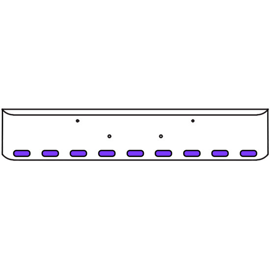 18 Inch Chrome Texas Rolled End Bumper Kit With Bolt Holes And 9 Oval Amber-Purple Dual Revolution Lights For Peterbilt 365, 367, 388, 389, 567 With Set Forward Axle