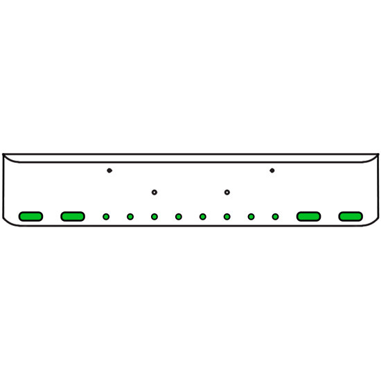 20 Inch Chrome Texas Rolled End Bumper Kit With Bolt Holes And 4 Oval-8 Round 2 Inch Amber-Green Dual Revolution Lights For Peterbilt 365, 367, 388, 389, 567 2007 - Current