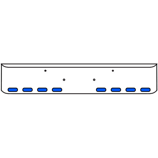 20 Inch Chrome Texas Rolled End Bumper Kit With Bolt Holes And 8 Oval Amber-Blue Dual Revolution Lights For Peterbilt 365, 367, 388, 389, 567 2007 - Current