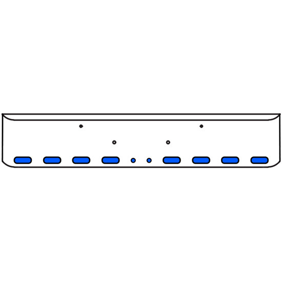 20 Inch Chrome Texas Rolled End Bumper Kit With Bolt Holes And 8 Oval-2 Round 2 Inch Amber-Blue Dual Revolution Lights For Peterbilt 365, 367, 388, 389, 567 2007 - Current