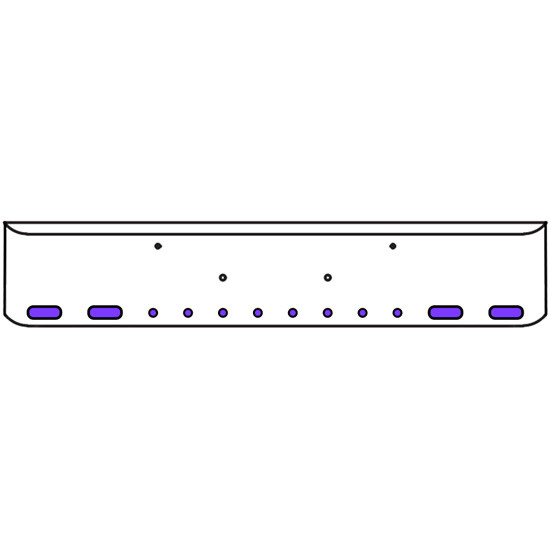 22 Inch Chrome Texas Rolled End Bumper Kit With Bolt Holes And 4 Oval-8 Round 2 Inch Amber-Purple Dual Revolution Lights With Visors For Peterbilt 365, 367, 388, 389, 567 2007 - Current