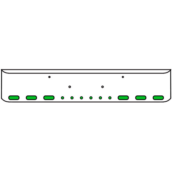22 Inch Chrome Texas Rolled End Bumper Kit With Bolt Holes And 6 Oval-6 Round 2 Inch Amber-Green Dual Revolution Lights For Peterbilt 365, 367, 388, 389, 567 2007 - Current