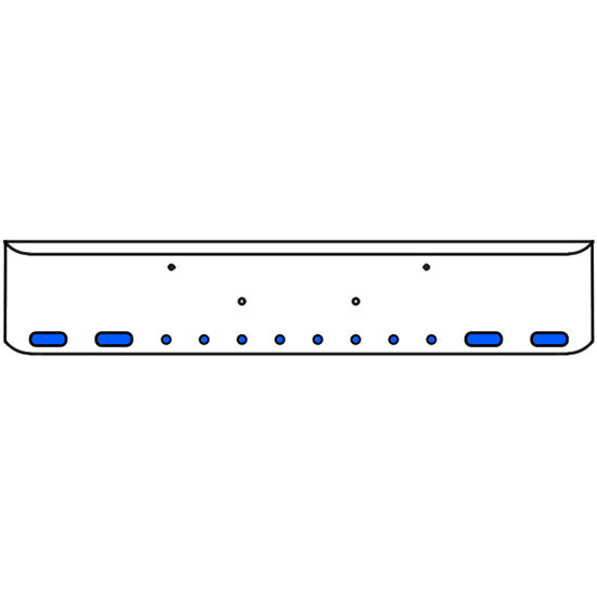 22 Inch Chrome Texas Rolled End Bumper Kit With Bolt Holes And 4 Oval-8 Round 2 Inch Amber-Blue Dual Revolution Lights For Peterbilt 365, 367, 388, 389, 567 2007 - Current