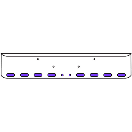 22 Inch Chrome Texas Rolled End Bumper Kit With Bolt Holes And 8 Oval-2 Round 2 Inch Amber-Purple Dual Revolution Lights With Visors For Peterbilt 365, 367, 388, 389, 567 2007 - Current