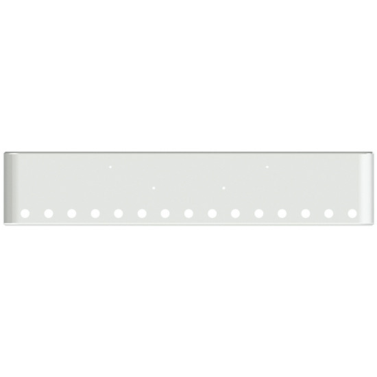 18 Inch Chrome American Eagle Rolled End Bumper With 15 Rnd 2 Inch Light Holes In Face And 1 Rnd 2 Inch Light Hole On Each End For Peterbilt 365, 367, 388, 389, 567, 589