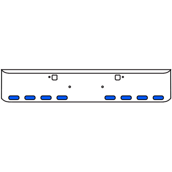 18 Inch Chrome Texas Rolled End Bumper Kit With Tow Holes And 8 Oval Amber-Blue Dual Revolution Lights With Visors For Peterbilt 365, 367, 388, 389, 567 With Set Forward Axle