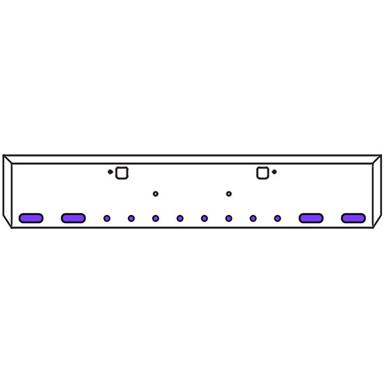 18 Inch Texas Boxed End Bumper Kit With Bolt And Tow Holes And 4 Oval And 8 Round 2 Inch Amber To Purple Dual Revolution Lights With Visors For Peterbilt 365 SFA, 367 SFA, 388, 389, 567 SFA