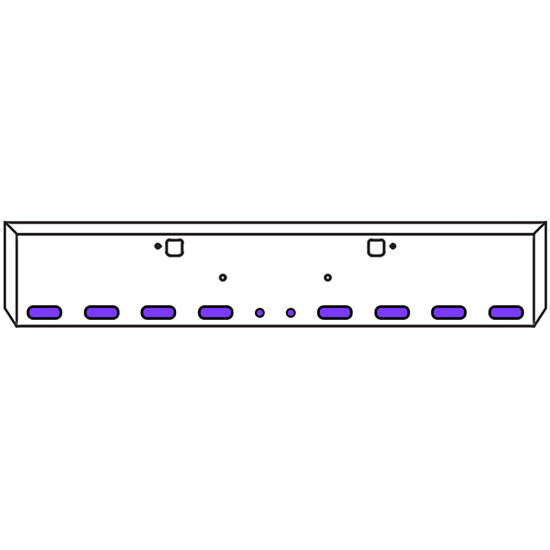 18 Inch Texas Boxed End Bumper Kit With Bolt And Tow Holes And 8 Oval And 2 Round 2 Inch Amber To Purple Dual Revolution Lights With Visors For Peterbilt 365 SFA, 367 SFA, 388, 389, 567 SFA