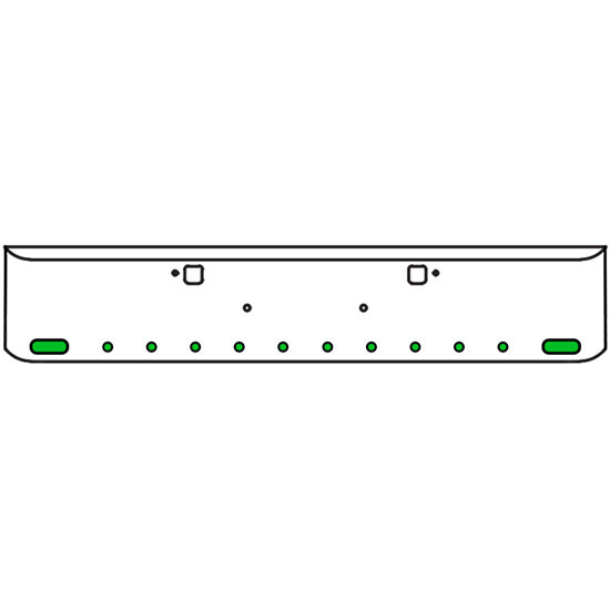 20 Inch Chrome Texas Rolled End Bumper Kit With Tow Holes And 2 Oval-10 Round 2 Inch Amber-Green Dual Revolution Lights With Visors For Peterbilt 365, 367, 388, 389, 567 2007 - Current