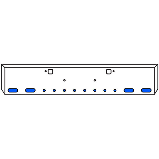 18 Inch Texas Boxed End Bumper Kit With Bolt And Tow Holes And 4 Oval And 8 Round 2 Inch Amber To Blue Dual Revolution Lights With Bezels For Peterbilt 365 SFA, 367 SFA, 388, 389, 567 SFA