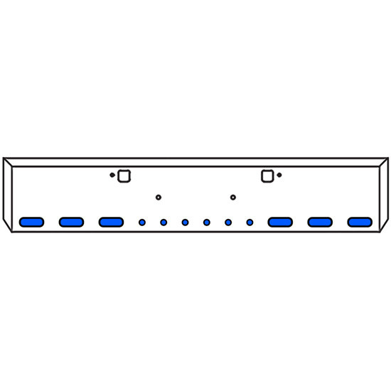 18 Inch Texas Boxed End Bumper Kit With Bolt And Tow Holes And 6 Oval And 6 Round 2 Inch Amber To Blue Dual Revolution Lights With Bezels For Peterbilt 365 SFA, 367 SFA, 388, 389, 567 SFA
