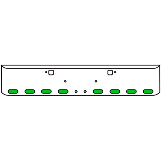 20 Inch Chrome Texas Rolled End Bumper Kit With Tow Holes And 8 Oval-2 Round 2 Inch Amber-Green Dual Revolution Lights With Visors For Peterbilt 365, 367, 388, 389, 567 2007 - Current