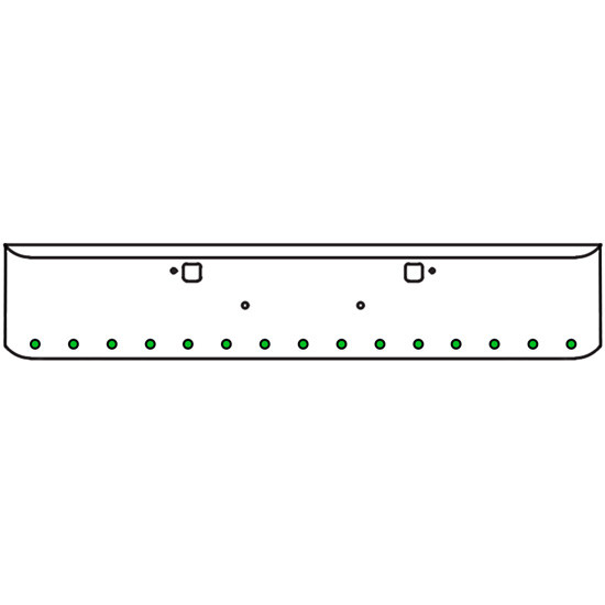 20 Inch Chrome Texas Rolled End Bumper Kit With Tow Holes And 15 Round 2 Inch Amber-Green Dual Revolution Lights With Visors For Peterbilt 365, 367, 388, 389, 567 2007 - Current