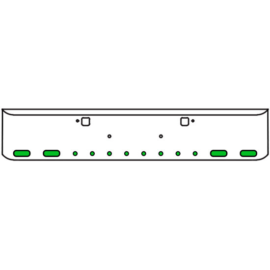 22 Inch Chrome Texas Rolled End Bumper Kit With Tow Holes And 4 Oval-8 Round 2 Inch Amber-Green Dual Revolution Lights For Peterbilt 365, 367, 388, 389, 567 2007 - Current