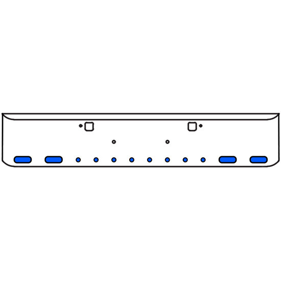 20 Inch Chrome Texas Rolled End Bumper Kit With Tow Holes And 4 Oval-8 Round 2 Inch Amber-Blue Dual Revolution Lights With Visors For Peterbilt 365, 367, 388, 389, 567 2007 - Current