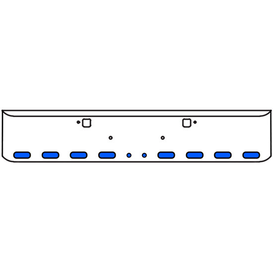 20 Inch Chrome Texas Rolled End Bumper Kit With Tow Holes And 8 Oval-2 Round 2 Inch Amber-Blue Dual Revolution Lights With Visors For Peterbilt 365, 367, 388, 389, 567 2007 - Current