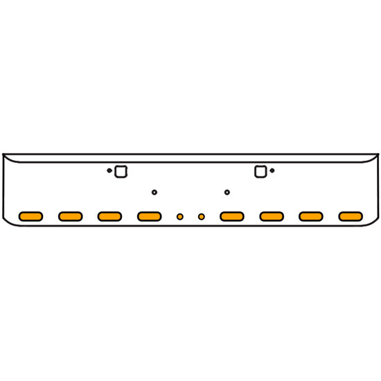 22 Inch Chrome Texas Rolled End Bumper Kit With Tow Holes And 8 Oval-2 Round 2 Inch Amber-Clear Mirage Lights With Visors For Peterbilt 365, 367, 388, 389, 567 2007 - Current