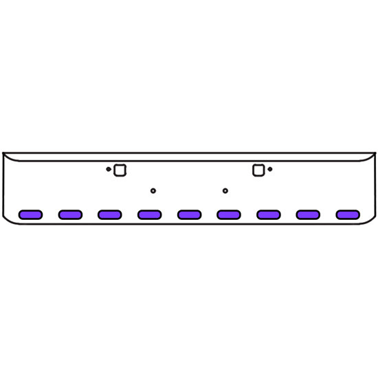 22 Inch Chrome Texas Rolled End Bumper Kit With Tow Holes And 9 Oval Amber-Purple Dual Revolution Lights For Peterbilt 365, 367, 388, 389, 567 2007 - Current