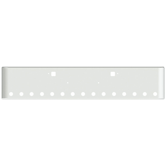 22 Inch Chrome American Eagle Rolled End Bumper With Tow, 15 Rnd 2 Inch Light Holes In Face And 1 Rnd 2 Inch Light Hole On Each End For Peterbilt 365, 367, 388, 389, 567, 589