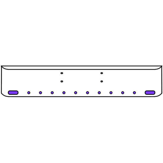 18 Inch Chrome Texas Rolled End Bumper Kit With Bolt Holes And 2 Oval-10 Round 2 Inch Amber-Purple Dual Revolution Lights For Western Star Constellation, Heritage