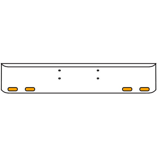 22 Inch Chrome Texas Rolled End Bumper Kit With Bolt Holes And 4 Oval Amber-Clear Chrome Lights For Western Star Constellation, Heritage