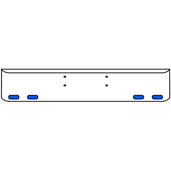 22 Inch Chrome Texas Rolled End Bumper Kit With Bolt Holes And 4 Oval Amber-Blue Dual Revolution Lights With Visors For Western Star Constellation, Heritage