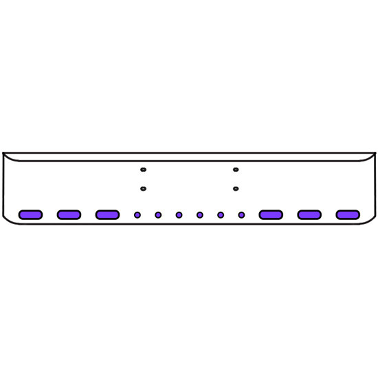 22 Inch Chrome Texas Rolled End Bumper Kit With Bolt Holes And 6 Oval-6 Round 2 Inch Amber-Purple Dual Revolution Lights With Visors For Western Star Constellation, Heritage