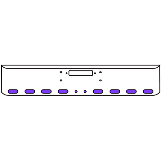 18 Inch Chrome Texas Rolled End Bumper Kit With Center Tow Hole And 8 Oval-2 Round 2 Inch Amber-Purple Dual Revolution Lights With Visors For Western Star Constellation, Heritage