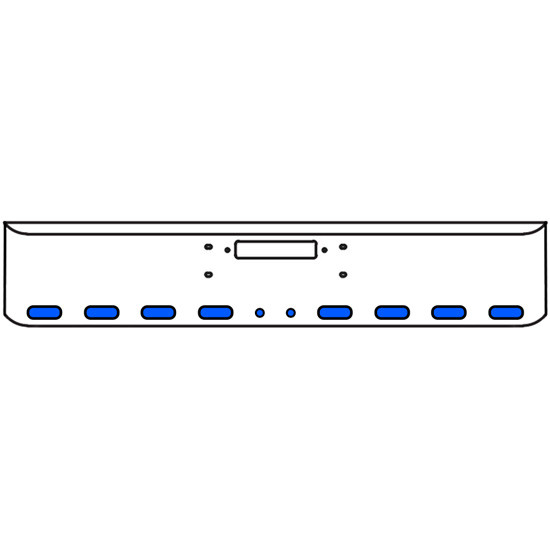 18 Inch Chrome Texas Rolled End Bumper Kit With Center Tow Hole And 8 Oval-2 Round 2 Inch Amber-Blue Dual Revolution Lights For Western Star Constellation, Heritage