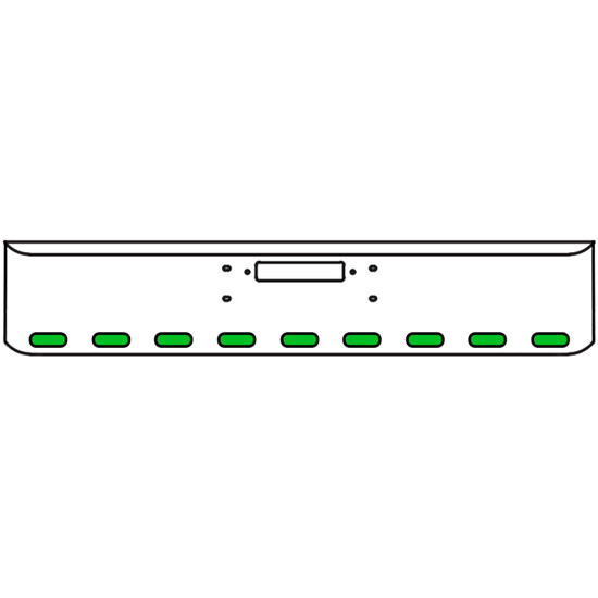 18 Inch Chrome Texas Rolled End Bumper Kit With Center Tow Hole And 9 Oval Amber-Green Dual Revolution Lights With Visors For Western Star Constellation, Heritage
