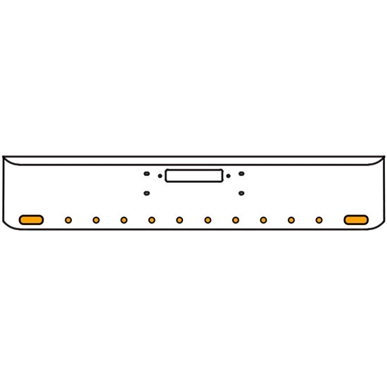 22 Inch Chrome Texas Rolled End Bumper Kit With Center Tow Hole And 2 Oval-10 Round 2 Inch Amber-Clear Mirage Lights For Western Star Constellation, Heritage