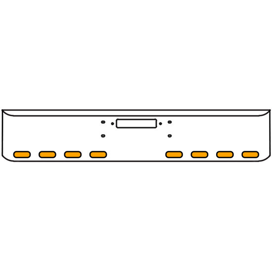 22 Inch Chrome Texas Rolled End Bumper Kit With Center Tow Hole And 8 Oval Amber Mirage Lights With Visors For Western Star Constellation, Heritage