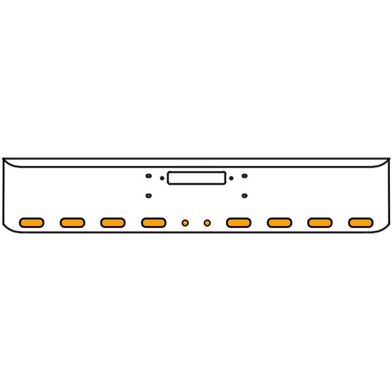 22 Inch Chrome Texas Rolled End Bumper Kit With Center Tow Hole And 8 Oval-2 Round 2 Inch Amber Mirage Lights With Visors For Western Star Constellation, Heritage