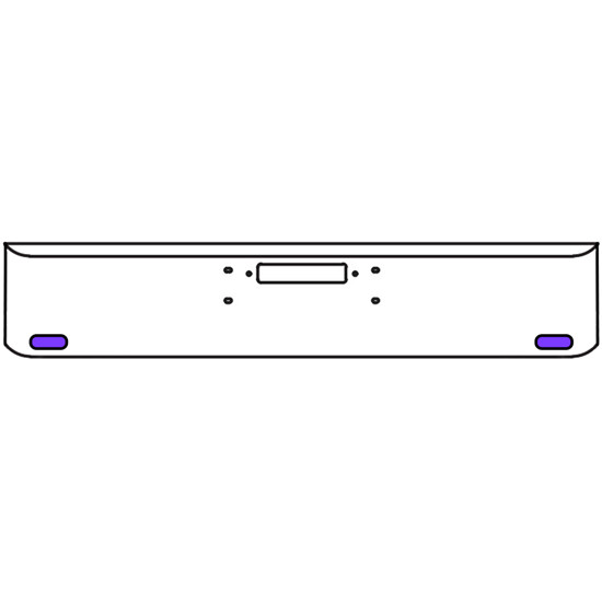 22 Inch Chrome Texas Rolled End Bumper Kit With Center Tow Hole And 2 Oval Amber-Purple Dual Revolution Lights For Western Star Constellation, Heritage