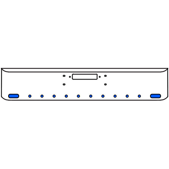 22 Inch Chrome Texas Rolled End Bumper Kit With Center Tow Hole And 2 Oval-10 Round 2 Inch Amber-Blue Dual Revolution Lights For Western Star Constellation, Heritage