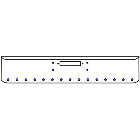 22 Inch Chrome Texas Rolled End Bumper Kit With Center Tow Hole And 15 Round 2 Inch Amber-Purple Dual Revolution Lights For Western Star Constellation, Heritage