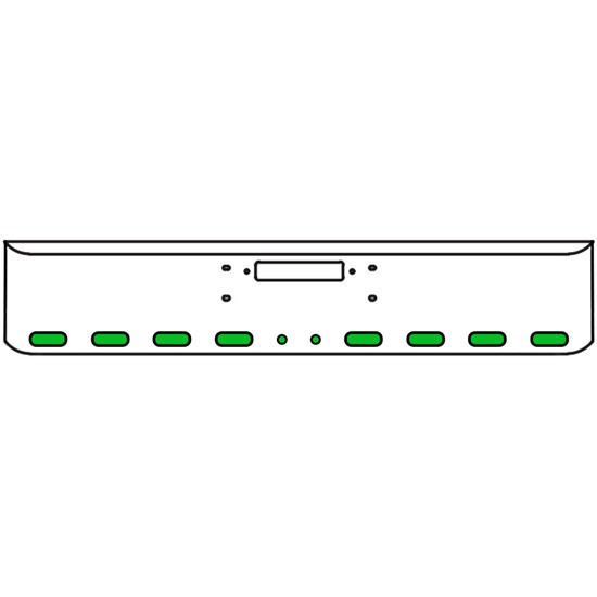 22 Inch Chrome Texas Rolled End Bumper Kit With Center Tow Hole And 8 Oval-2 Round 2 Inch Amber-Green Dual Revolution Lights With Visors For Western Star Constellation, Heritage