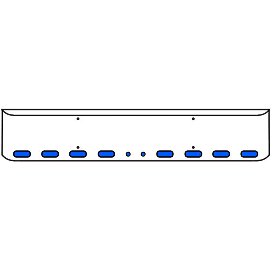 18 Inch Chrome Texas Rolled End Bumper Kit With Bolt Holes And 8 Oval-2 Round 2 Inch Amber-Blue Dual Revolution Lights For Western Star 4900Sf 2008 - Current