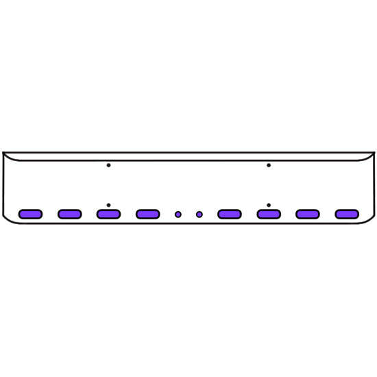 20 Inch Chrome Texas Rolled End Bumper Kit With Bolt Holes And 8 Oval-2 Round 2 Inch Amber-Purple Dual Revolution Lights With Visors For Western Star 4900Sf 2008 - Current