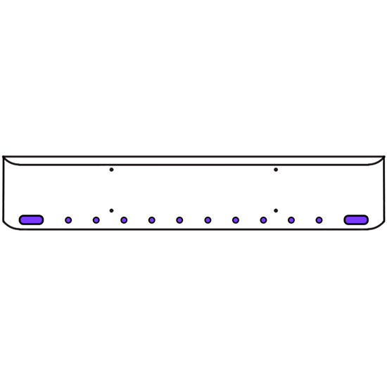 22 Inch Chrome Texas Rolled End Bumper Kit With Bolt Holes And 2 Oval-10 Round 2 Inch Amber-Purple Dual Revolution Lights For Western Star 4900Sf 2008 - Current