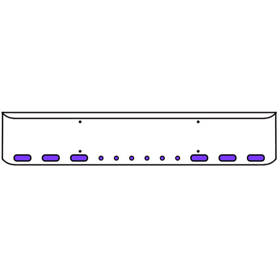 22 Inch Chrome Texas Rolled End Bumper Kit With Bolt Holes And 6 Oval-6 Round 2 Inch Amber-Purple Dual Revolution Lights For Western Star 4900Sf 2008 - Current